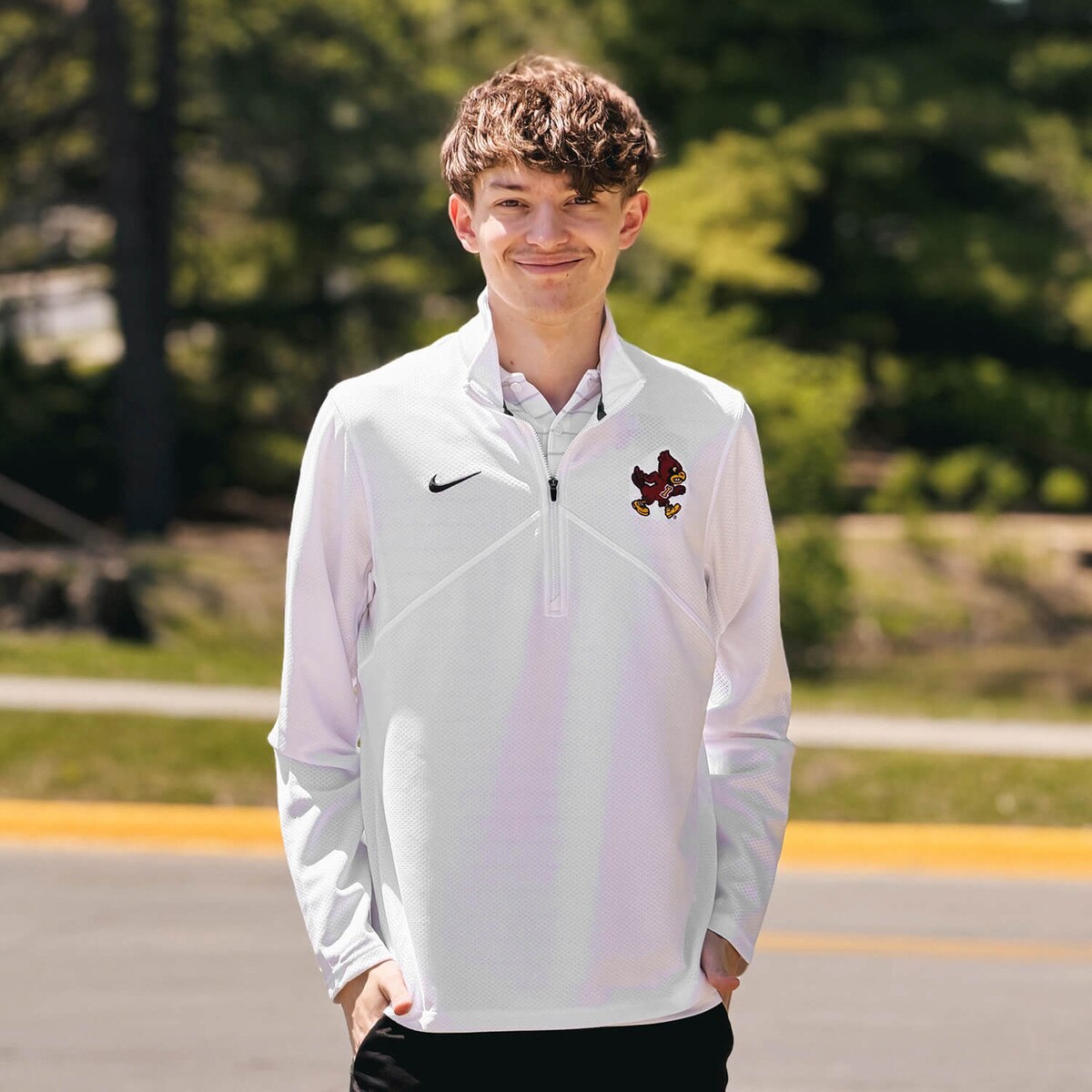 Nike Walking Cy White Dri-Fit Quarter Zip zipper down